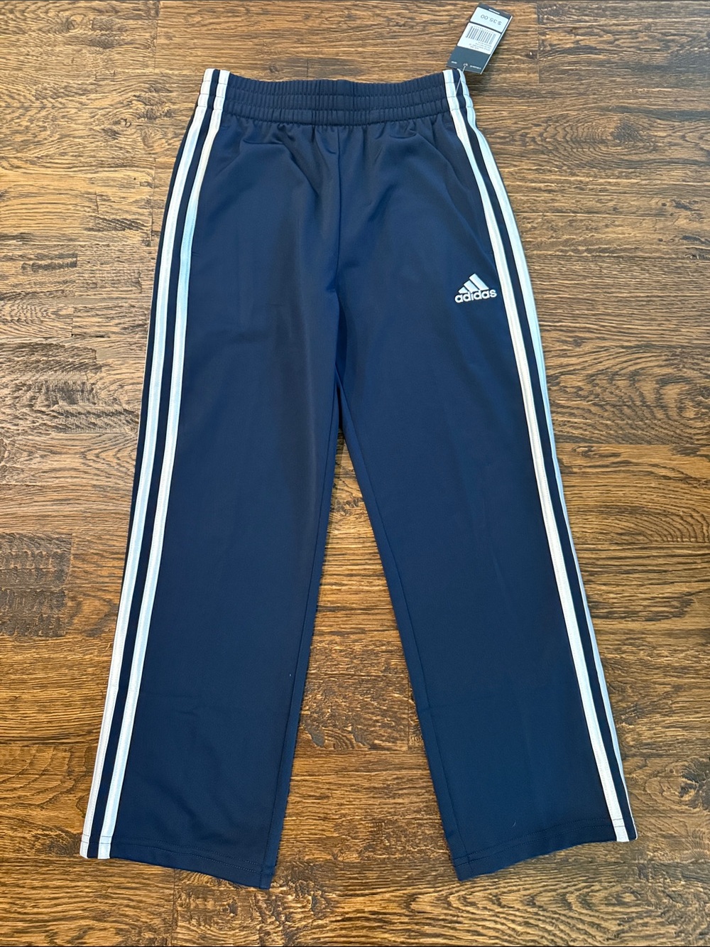 NWT adidas Navy Blue Kids Joggers with White Side Stripes